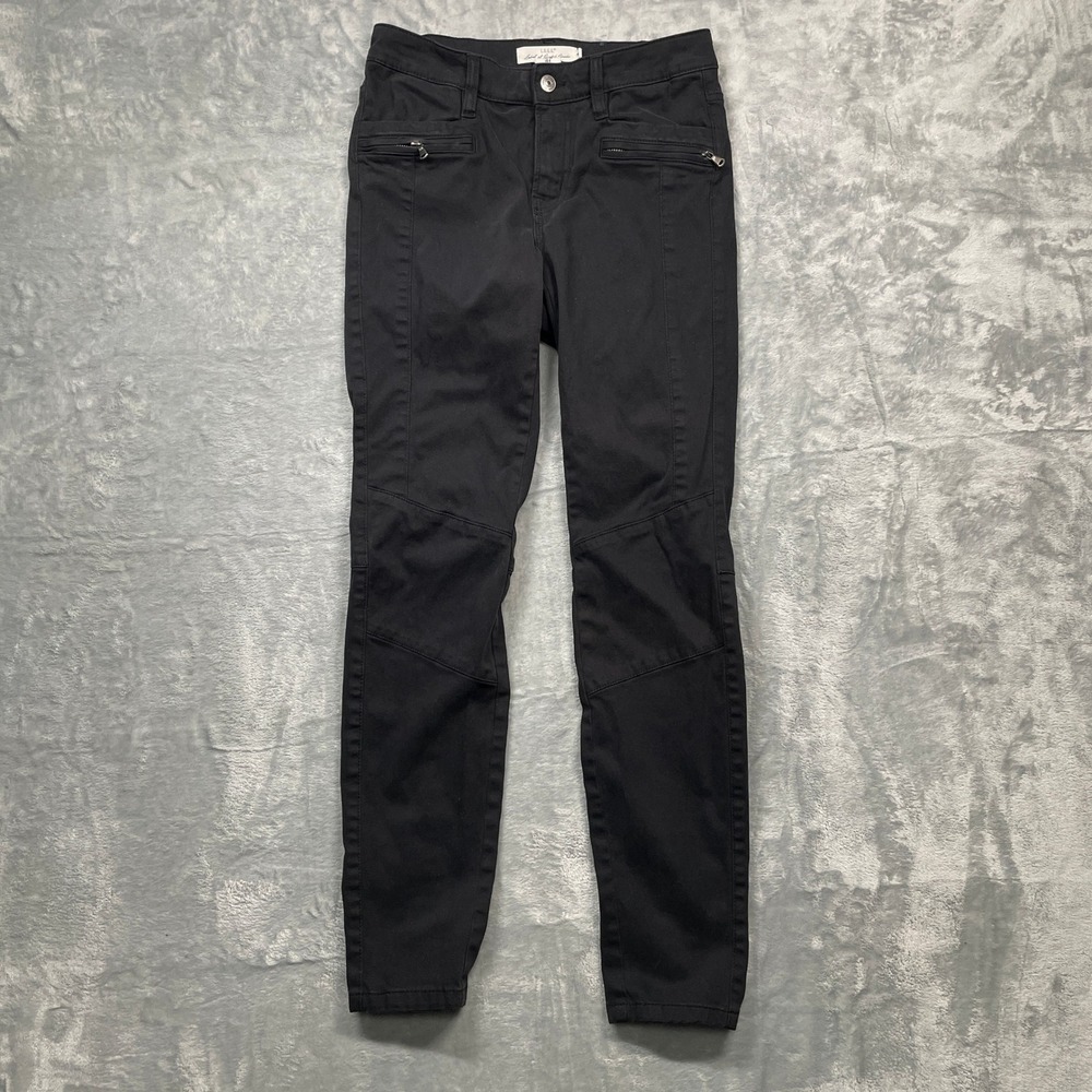H&M L.O.G.G. Skinny Moto Pants‎ Women Size 6 Black Ankle Zip Biker Cotton